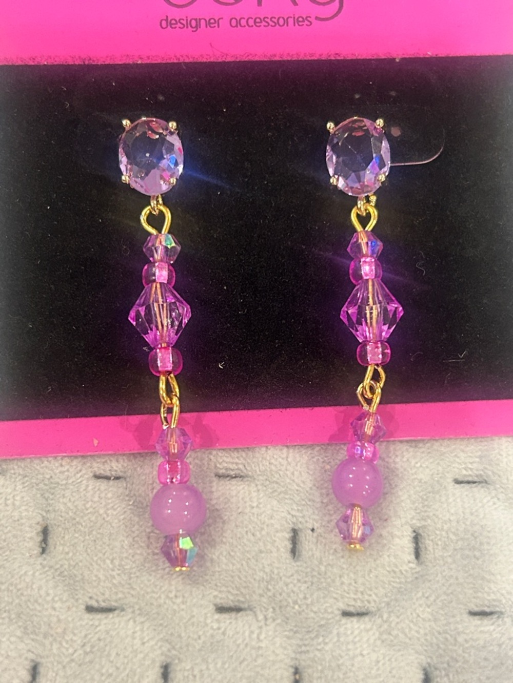 Lavender Crystal Drop Earrings - NWT